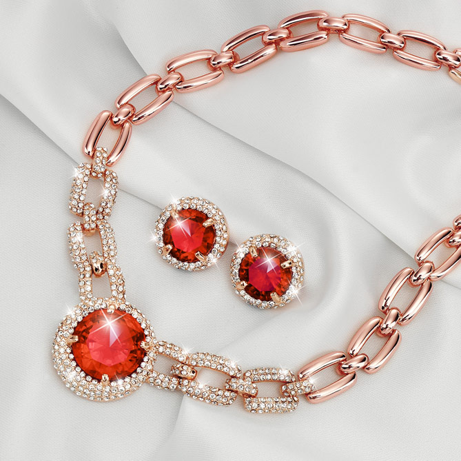 Conjunto Rosa de Pasión: 414 Cristales de Swarovski