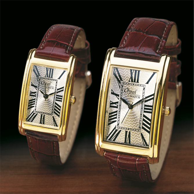 Pareja de Relojes LAUSANNE: precioso dial de color champán con decoración en guilloché